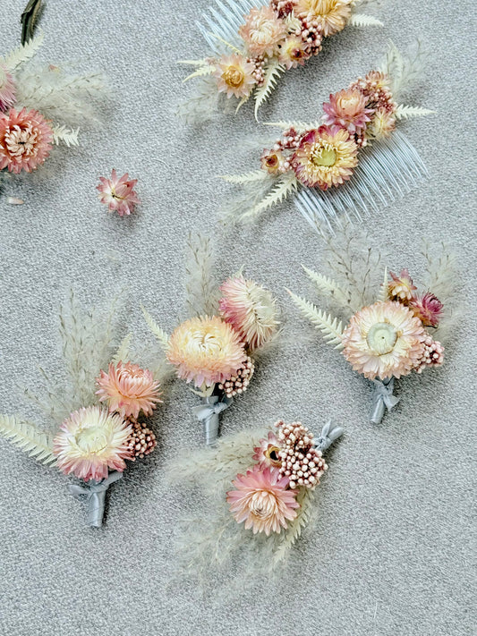 Pink Dried Flowers - Boutonnière