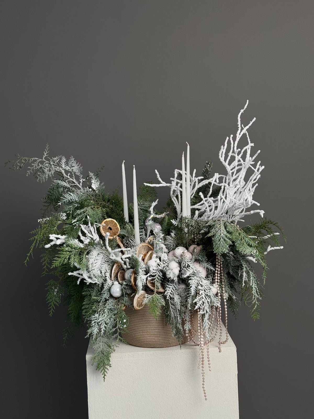 Christmas Fresh Winer Greens Tall Arrangement