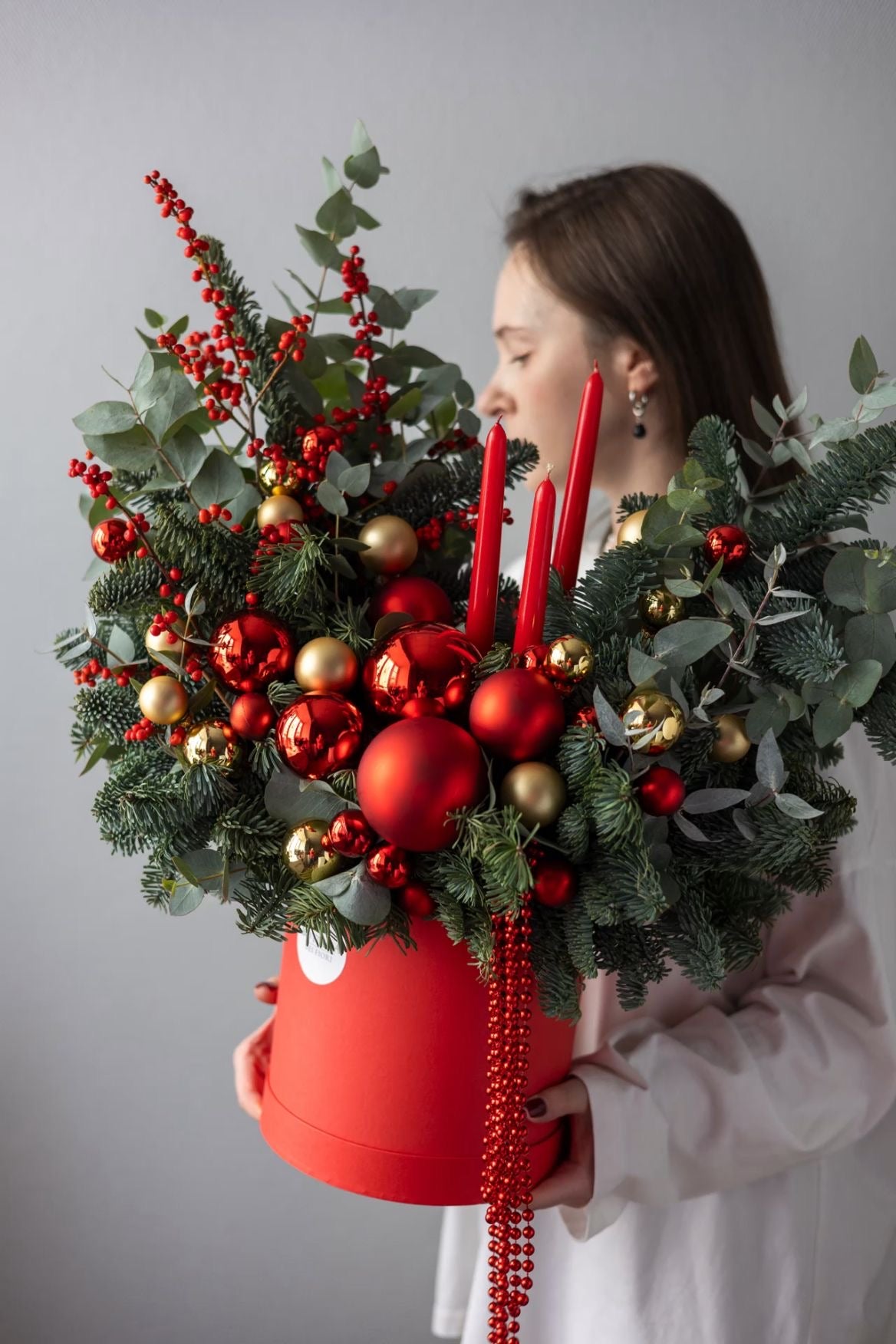 Christmas Fresh Winer Greens Tall Arrangement