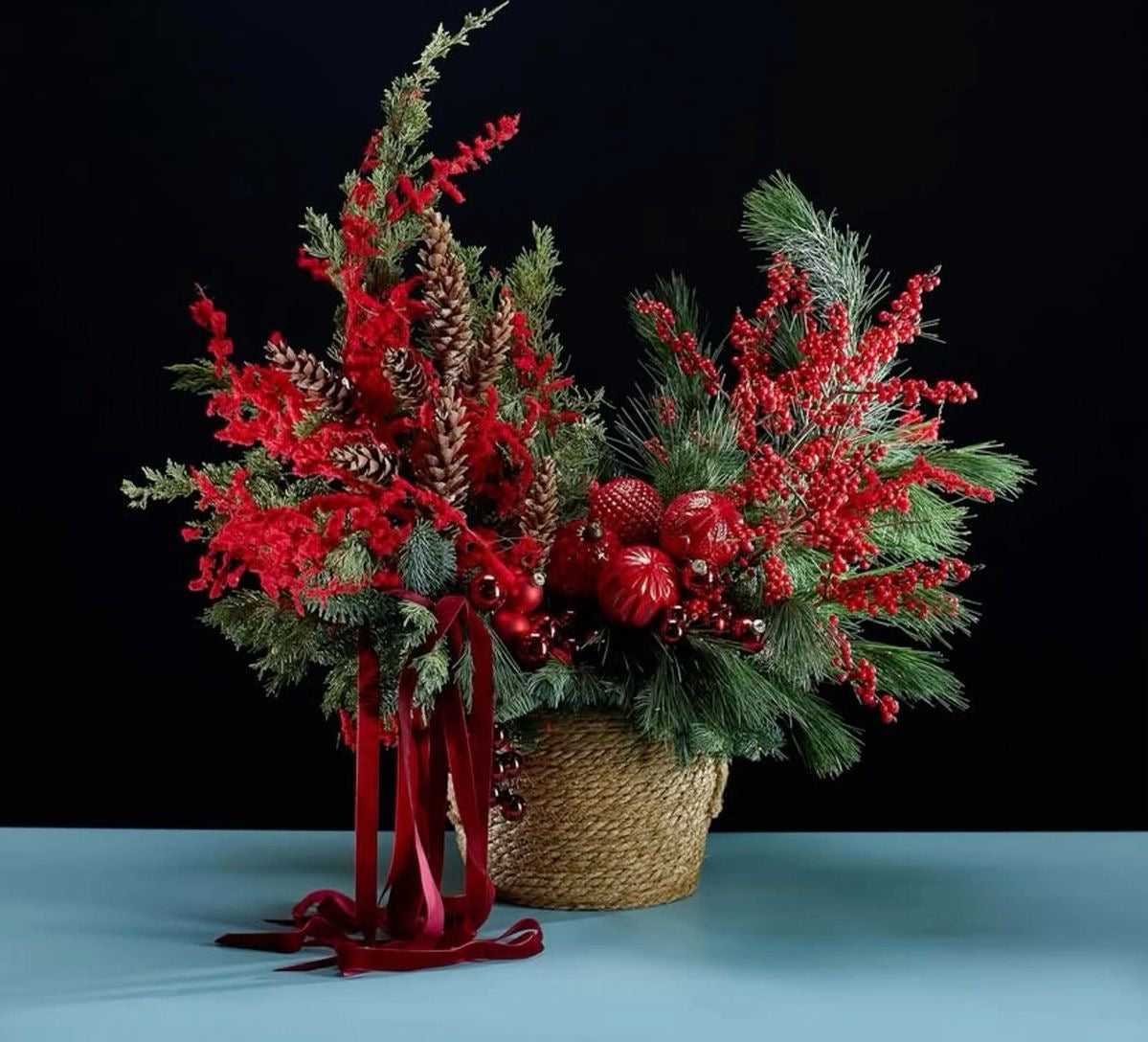 Christmas Fresh Winer Greens Tall Arrangement